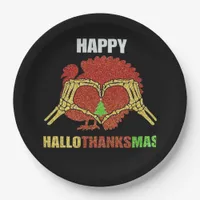 Happy Hallothanksmas Fun Holiday Season Mashup Paper Plates