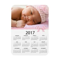 Personalize this Pink Photo 2017 Mini  Calendar Magnet