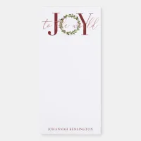 Joy to the World Christmas Wreath Typography Magnetic Notepad