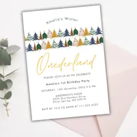 Onederland Christmas Tree 1st Birthday  Invitation