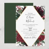 WEDDING | Elegant Rich Burgundy Marsala Floral Invitation