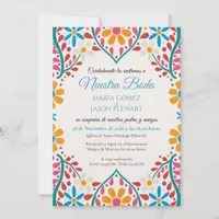 Floral Colorful Flowers Boda Spanish Wedding Invitation