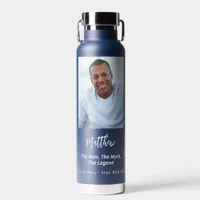 Birthday blue photo man myth legend water bottle