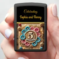 Five Years of Love Celebrated With Vibrant Flowers Zippo Lighter