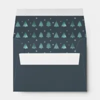 Christmas Trees and Snowflakes Pattern Teal ID863 Envelope