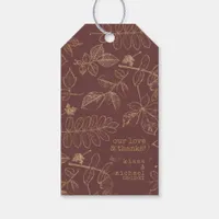 Golden Leaf Pattern Wedding Gold/Burgundy ID655 Gift Tags