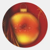 Christmas Gold Bauble Red Background Sticker