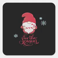 Christmas Gnome With Candycane Square Sticker