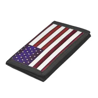 Modern Embossed American Flag Trifold Wallet