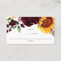 Bridal Shower Guessing Game Sunflowers Roses Enclosure Card