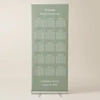 Elegant Sage Green 15 Table Wedding Seating Chart Retractable Banner