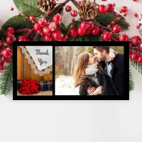 Rustic Poinsettia Plaid Winter Wedding Thank You