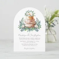 Floral Eucalyptus Cake Wedding Invitation