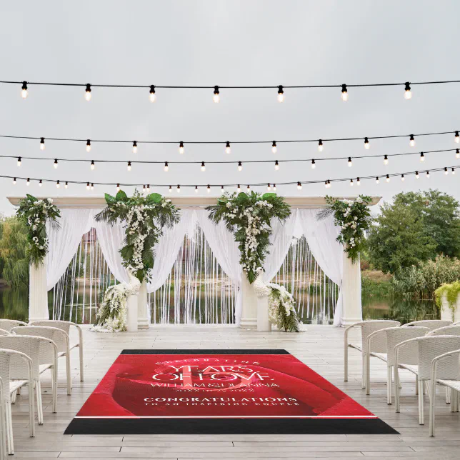 Elegant 15th Rose Wedding Anniversary Celebration Outdoor Rug