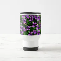 WI State Flower Wood Violet Mosaic Pattern Travel Mug