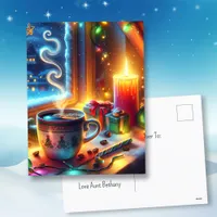 Hot Chocolate in a Christmas Window Personalized  Postcard