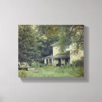 Abandoned House and Car Canvas Print