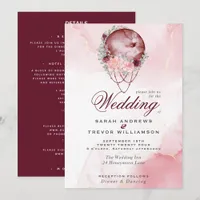 Boho All in One Wedding Pink Maroon Moon Invitatio Invitation