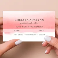 Ombre Pink Watercolor Minimalist Appointment Card