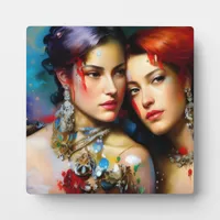 The Beautiful Lovers Colorful Painting Plaque