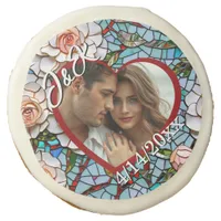 Mosaic Stained Glass and Tile Wedding Personalized Sugar Cookie