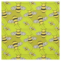 Cute Honey Bee Cartoon Beehive Pattern Fabric