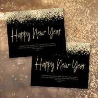 BUDGET Gold Glitter Happy New Year Card