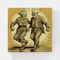 Cute Elderly Couple Dancing Paperweight