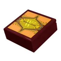 Peacock Peach & Gold Satin Lace Monogram Gift Box