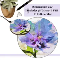 Feminine Flower Blue Chiffon Rose Watercolor Style Wireless Charger