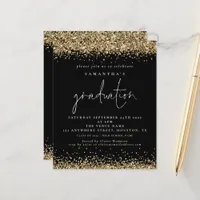 Budget Gold Glitter 2024 Graduation Black Invite