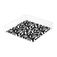 Black and White Leaf Foliage  Acrylic Tray