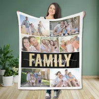 Family Is Everything Photo Collage Fleece Blanket