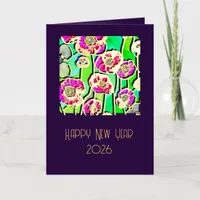 Happy New Year - stain glass anemones - 2026 Foil Greeting Card