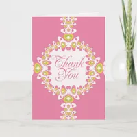 Spring Pink & Green Lace Thank You Card