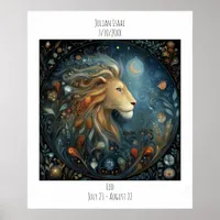 Leo Zodiac Astrology Name & Birthday Poster