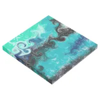 Teal, Blue and Black Fluid Art Marble Swirls  