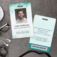 Vertical Teal Gradient Employee ID Badge