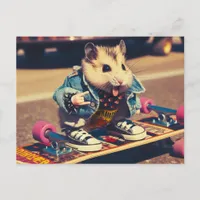 Funny Punk Skateboarding Cute Hamster Postcard