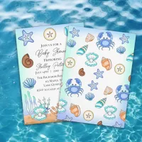 Cute Blue Seaside Beachy Baby Shower Invitation