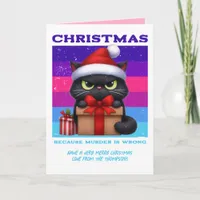 Electric Snowstorm Funny Cat Retro Christmas Photo Holiday Card