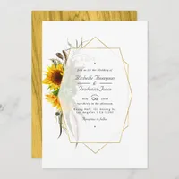 Rustic Sunflowers QR Code RSVP Bohemian Wedding Invitation
