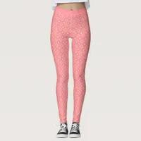 Pink Shades Yellow Stars Square Pattern Fitness Leggings