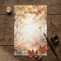 Autumn Leaves Watercolor Forest Fall Woodland Stationery