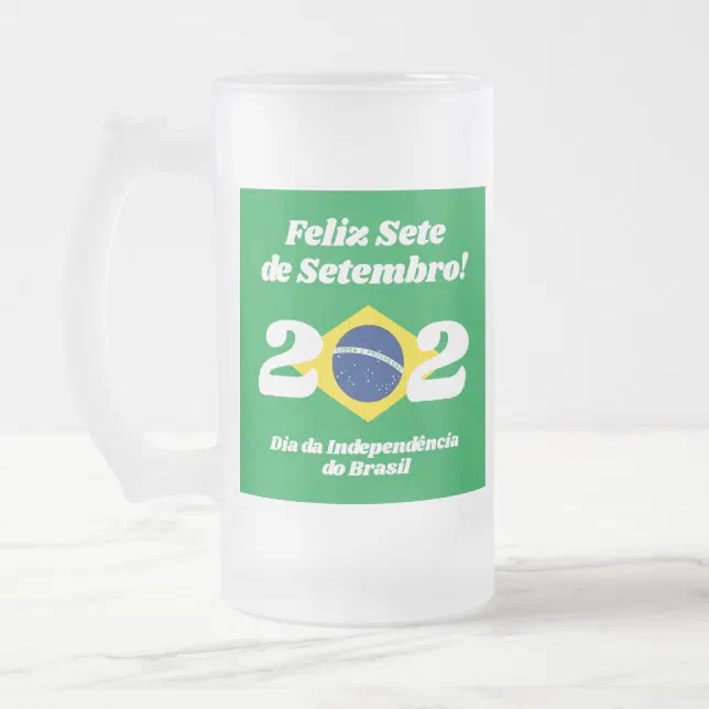 Sete de Setembro Independence Day Brazil Flag Frosted Glass Beer Mug