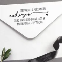 Modern Script Heart Return Address  Self-inking Stamp