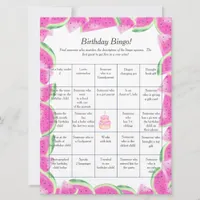 Watermelon  Birthday Find Guest Bingo game card