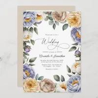 Muted Periwinkle, Buttercream, and Greige Wedding Invitation