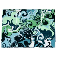 Blue, Green and White swirls Abstract Fluid Art   Large Gift Bag