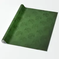 Green Rustic Vintage Dragon Print Wrapping Paper